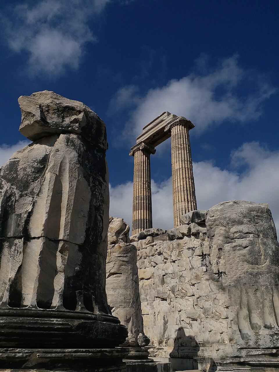 Monumental stone columns and carved remains at the Temple of Apollo in Didim
